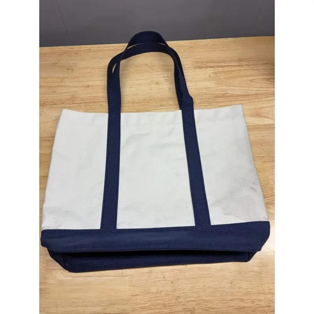 United States Coast Guard Academy Canvas Boat Tote Navy & Natural Snap Closure